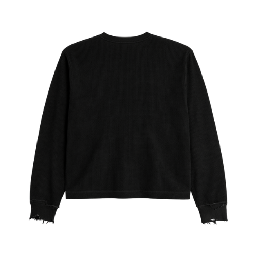 .02 Waffle Black Crewneck